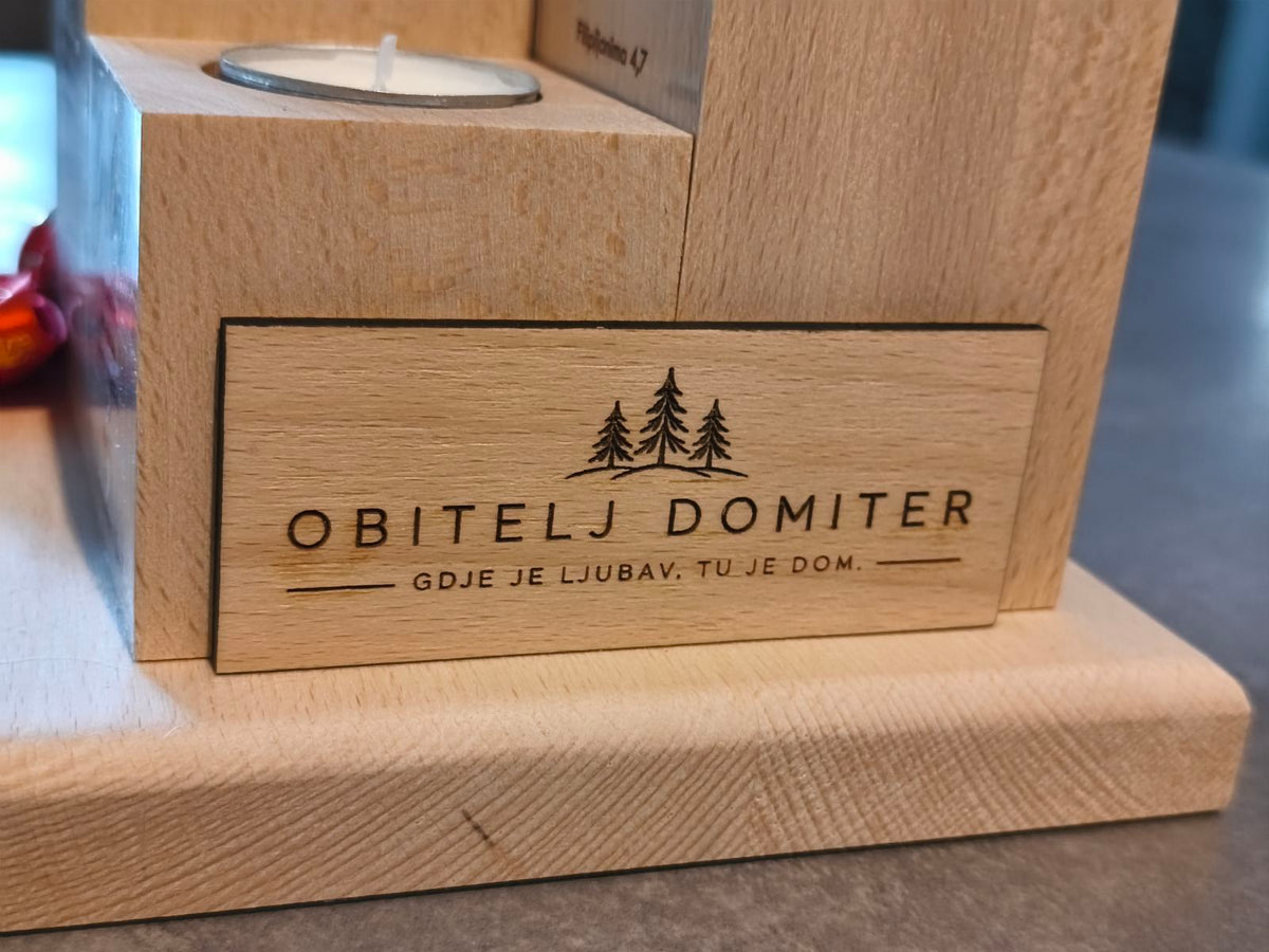 Personalizirani Drveni svijećnjak s biblijskim citatima – Nada, Mir, Radost, Ljubav